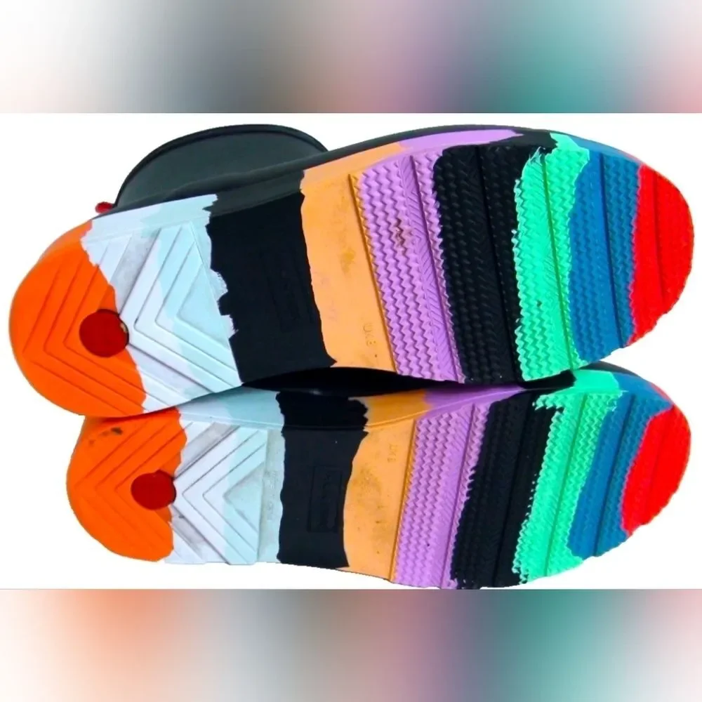 Hunter Pride Limited Edition Play Colorful Stripe Rain Boots Men 9 Women 10